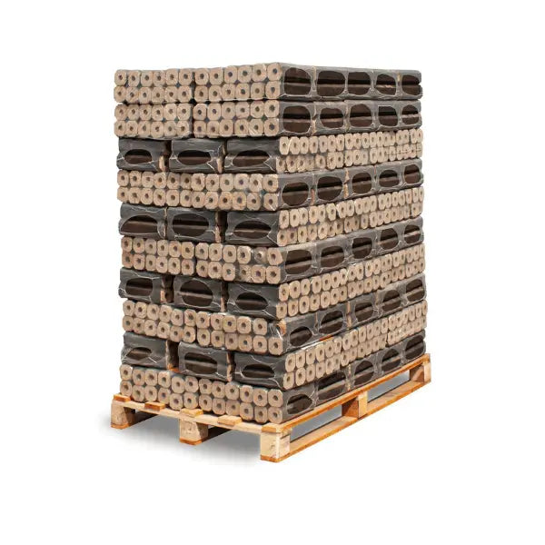 Heizfuxx PiniKay Quadro Hartholzbriketts 960 kg Palette 96x10 kg Vierkant mit Loch Heizwert ≥4,8 kWh/kg