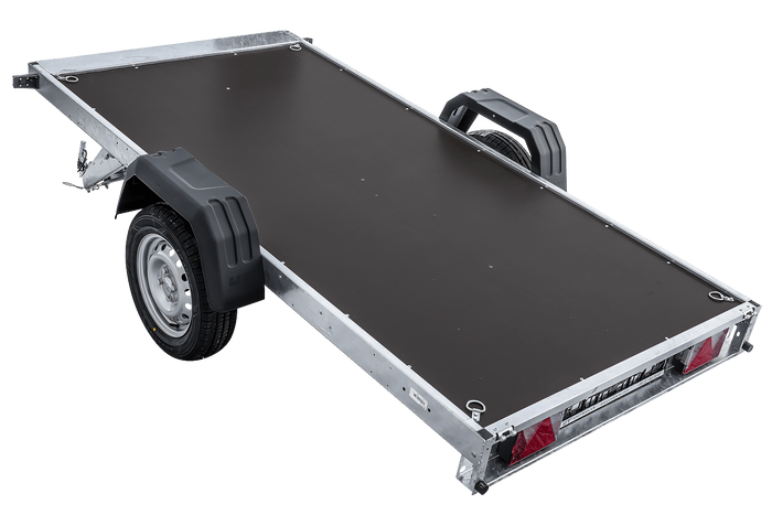 Autotransportanhänger 264×125 UNITRAILER FORCE 264 KIPP mit BIS-Seitenwänden, H-800-Rahmen und blauer Plane-Neu
