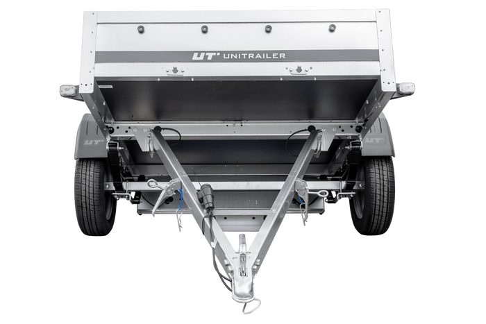 PKW-Anhänger auf Federn 230×125 UNITRAILER GARDEN 230/R KIPP mit BIS-Seiten, H-0-Rahmen und grauer Plane-Neu