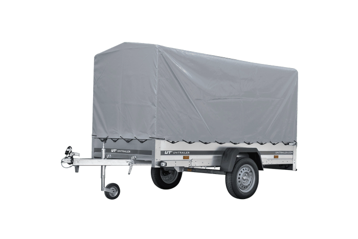 PKW-Anhänger auf Federn 264×125 UNITRAILER GARDEN 264/R KIPP mit H-1100-Rahmen und grauer Plane-Neu