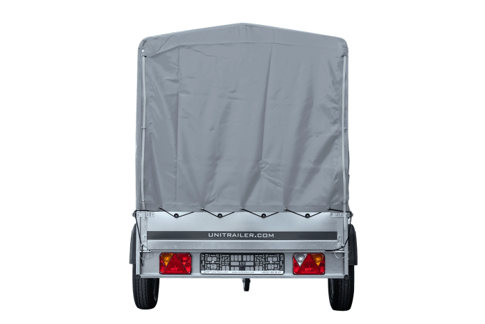 PKW-Anhänger auf Federn 264×125 UNITRAILER GARDEN 264/R KIPP mit H-1100-Rahmen und grauer Plane-Neu