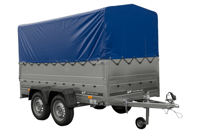 UNITRAILER GARDEN TRAILER 264/2 KIPP Doppelachsanhänger mit Stützrad, zusätzlichen Bordwänden, Spriegel und hoher Plane-Neu