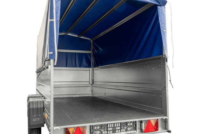 UNITRAILER GARDEN TRAILER 264/2 KIPP Doppelachsanhänger mit Stützrad, zusätzlichen Bordwänden, Spriegel und hoher Plane-Neu