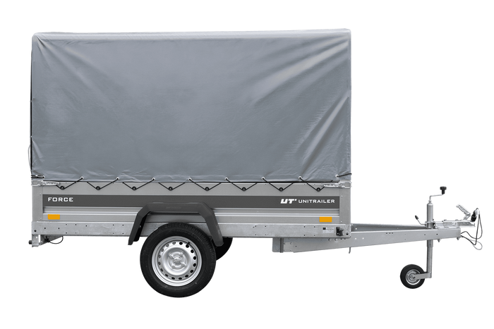Ungebremster Anhänger 230×125 UNITRAILER FORCE 230 KIPP mit H-1100 Rahmen und grauer Hochplane-Neu