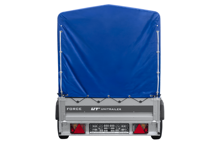 Ungebremster Anhänger 230×125 UNITRAILER FORCE 230 KIPP mit H-1100 Spriegel und blauer Hochplane-Neu