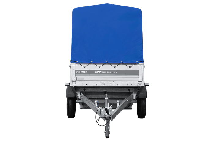 Ungebremster Anhänger 230×125 UNITRAILER FORCE 230 KIPP mit H-1100 Spriegel und blauer Hochplane-Neu