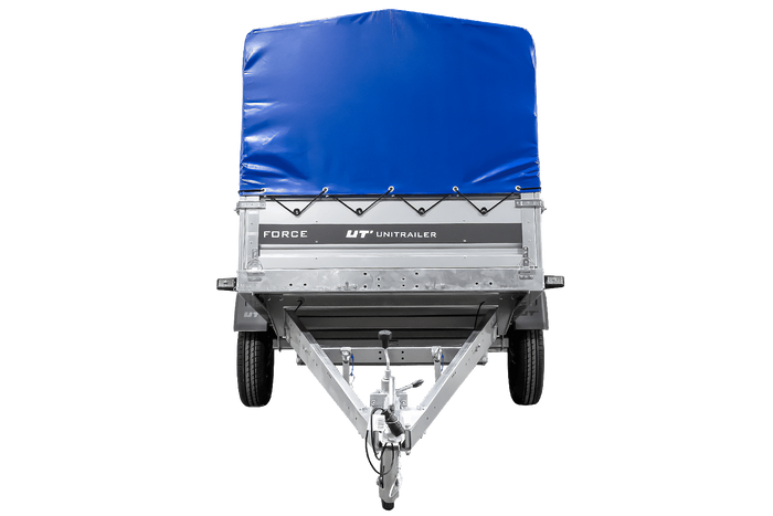 Ungebremster Anhänger 264×125 UNITRAILER FORCE 264 KIPP mit H-800 Spriegel und blauer Hochplane-Neu