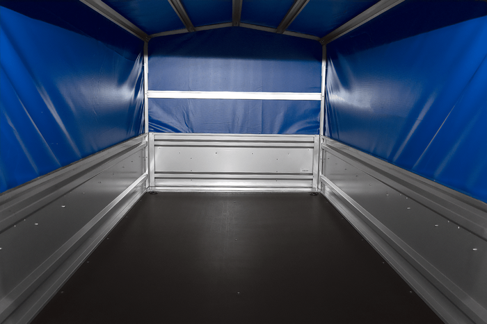 Ungebremster Anhänger 264×125 UNITRAILER FORCE 264 KIPP mit H-800 Spriegel und blauer Hochplane-Neu