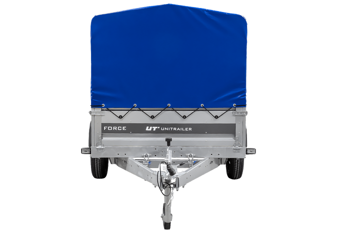 Ungebremster Anhänger 264×125 UNITRAILER FORCE 264 KIPP mit H-800 Spriegel und blauer Hochplane-Neu