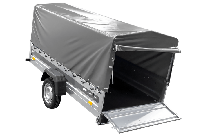 Ungebremster Anhänger 264×125 UNITRAILER FORCE 264 KIPP mit H-800 Spriegel und grauer Hochplane-Neu