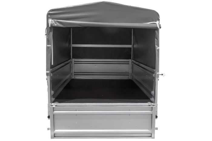 Ungebremster Anhänger 264×125 UNITRAILER FORCE 264 KIPP mit H-800 Spriegel und grauer Hochplane-Neu