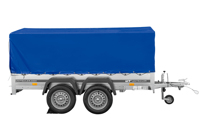 Zweiachsanhänger 264×150 UNITRAILER GARDEN 265/2 KIPP mit H-800 Rahmen und blauer Plane-Neu