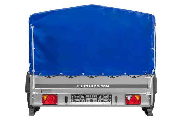 Zweiachsanhänger 264×150 UNITRAILER GARDEN 265/2 KIPP mit H-800 Rahmen und blauer Plane-Neu