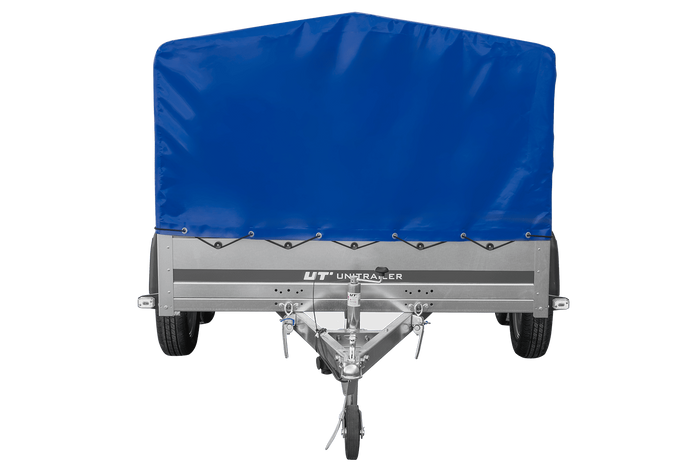Zweiachsanhänger 264×150 UNITRAILER GARDEN 265/2 KIPP mit H-800 Rahmen und blauer Plane-Neu
