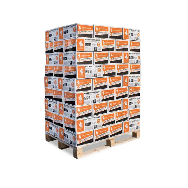 Heizfuxx Nestro Hartholzbriketts M 972 kg Palette 81x12 kg Rundbriketts Heizwert ≥4,8 kWh/kg