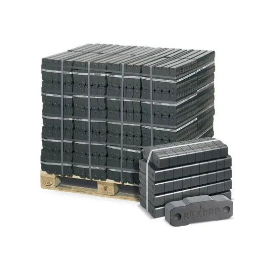 Rekord Braunkohlebriketts 1000 kg Palette 40x25 kg Heizbriketts Heizwert ca. 5,3 kWh/kg für Kamin und Ofen