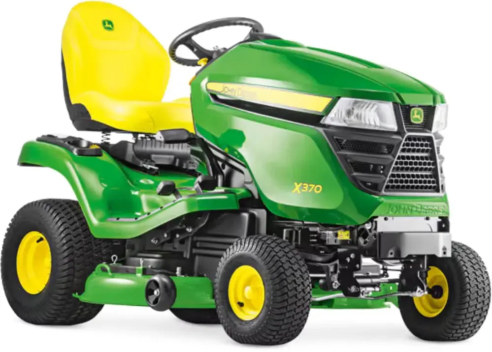 John Deere X370 Rasentraktor ohne Mähwerk 19,1 PS Kawasaki V-Twin Motor Hydrostat Aufsitzmäher Basisgerät