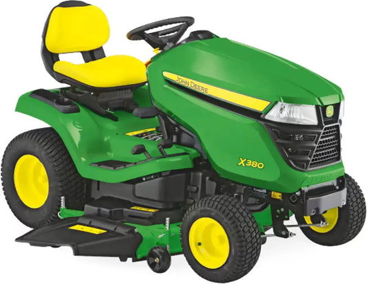 John Deere X380 Rasentraktor ohne Mähwerk 19,1 PS Kawasaki V-Twin Motor Hydrostat Aufsitzmäher Basisgerät