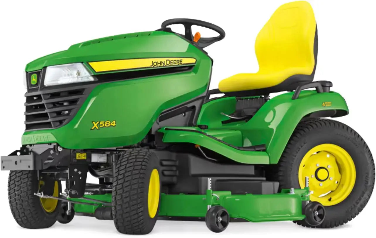 John Deere X584 Rasentraktor 122 cm Accel Deep Mähwerk 22,1 PS Kawasaki V-Twin Motor Hydrostat Allradlenkung Aufsitzmäher