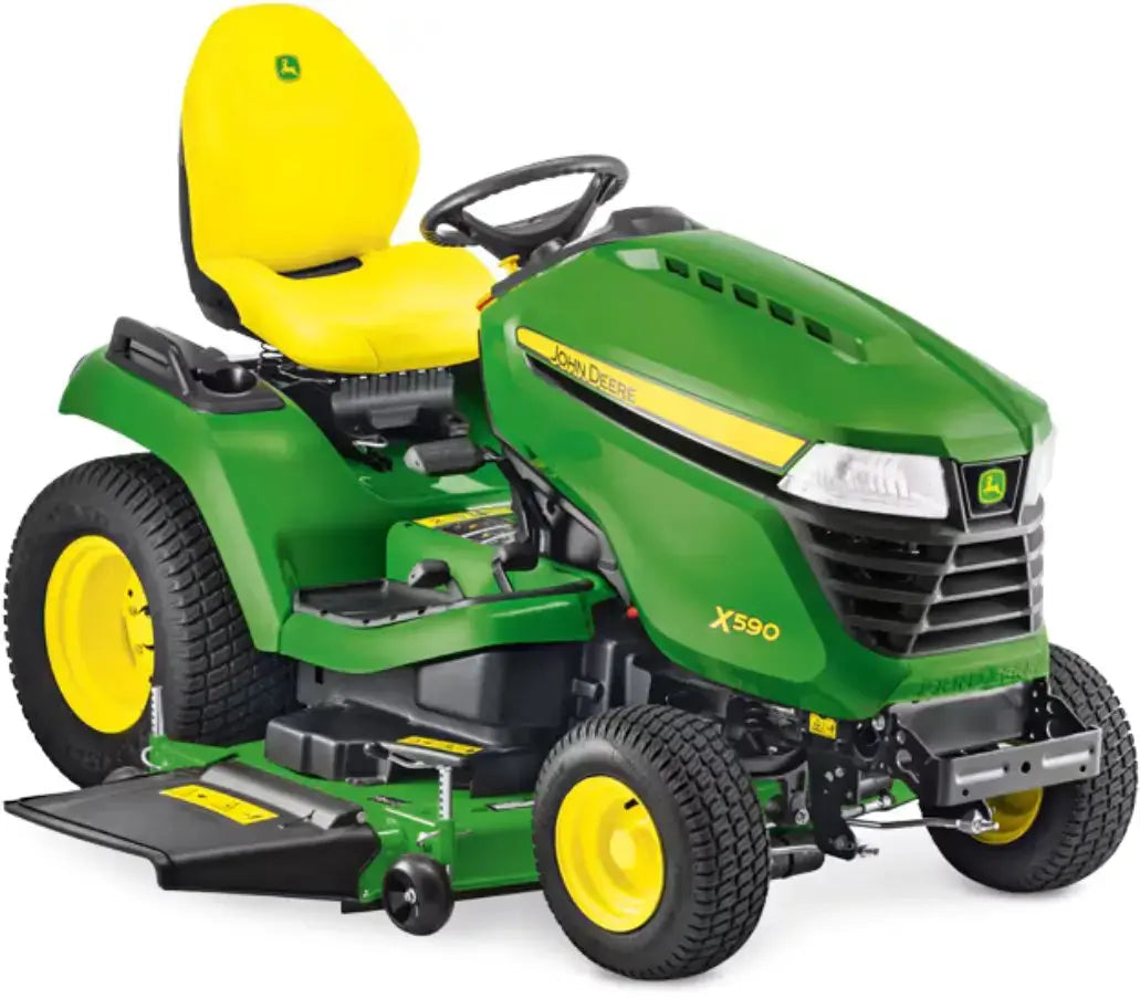 John Deere X590 Rasentraktor 122 cm Accel Deep Mähwerk 23,1 PS Kawasaki EFI Motor Hydrostat Allradlenkung Aufsitzmäher