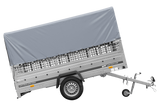 1-Achs-Anhänger GARDEN TRAILER 264 KIPP mit Laubgitteraufsatz, grauer Hochplane, Hochspriegel und Stützrad-Neu