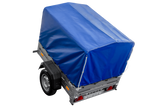 Anhänger 150 KIPP 150×106 cm [mit blauer Hochplane, Hochspriegel und Stützrad]-Neu