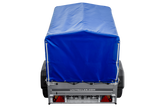 Anhänger 150 KIPP 150×106 cm [mit blauer Hochplane, Hochspriegel und Stützrad]-Neu