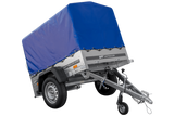 Anhänger 150 KIPP 150×106 cm [mit blauer Hochplane, Hochspriegel und Stützrad]-Neu