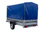 Anhänger 264×125 UNITRAILER FORCE 264 KIPP ungebremst mit H-1100 Spriegel und blauer Hochplane-Neu