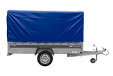 Anhänger 264×125 UNITRAILER FORCE 264 KIPP ungebremst mit H-1100 Spriegel und blauer Hochplane-Neu