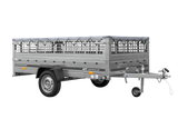 Anhänger 264×150 UNITRAILER GARDEN 265 KIPP mit Gitterwänden, H-0-Rahmen und grauer Plane-Neu