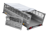 Anhänger 264×150 UNITRAILER GARDEN 265 KIPP mit Gitterwänden, H-0-Rahmen und grauer Plane-Neu