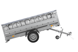 Anhänger 264×150 UNITRAILER GARDEN 265 KIPP mit Gitterwänden, H-0-Rahmen und grauer Plane-Neu