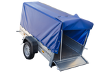 Anhänger Garden Trailer 200 KIPP 200×106 cm 750 kg [mit Hochspriegel, blauer Hochplane und Stützrad]-Neu