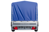 Anhänger Garden Trailer 200 KIPP 200×106 cm 750 kg [mit Hochspriegel, blauer Hochplane und Stützrad]-Neu