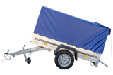 Anhänger Garden Trailer 200 KIPP 200×106 cm 750 kg [mit Hochspriegel, blauer Hochplane und Stützrad]-Neu