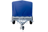 Anhänger Garden Trailer 200 KIPP 200×106 cm 750 kg [mit Hochspriegel, blauer Hochplane und Stützrad]-Neu