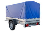 Anhänger Garden Trailer 200 KIPP 200×106 cm 750 kg [mit Hochspriegel, blauer Hochplane und Stützrad]-Neu