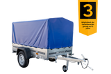 Anhänger Garden Trailer 200 KIPP 200×106 cm 750 kg [mit Hochspriegel, blauer Hochplane und Stützrad]-Neu