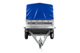 Anhänger mit Blattfedern 230×125 UNITRAILER FORCE 230/R KIPP mit H-800 Spriegel und blauer Hochplane-Neu