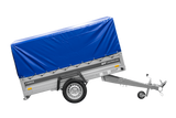 Anhänger mit Blattfedern 230×125 UNITRAILER FORCE 230/R KIPP mit H-800 Spriegel und blauer Hochplane-Neu