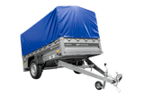 Anhänger mit Blattfedern 230×125 UNITRAILER FORCE 230/R KIPP mit H-800 Spriegel und blauer Hochplane-Neu
