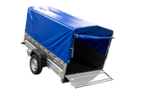Anhänger mit Blattfedern 230×125 UNITRAILER FORCE 230/R KIPP mit H-800 Spriegel und blauer Hochplane-Neu