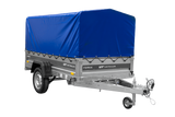 Anhänger mit Blattfedern 230×125 UNITRAILER FORCE 230/R KIPP mit H-800 Spriegel und blauer Hochplane-Neu