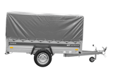 Anhänger mit Blattfedern 230×125 UNITRAILER FORCE 230/R KIPP ungebremst mit H-800 Spriegel und grauer Hochplane-Neu