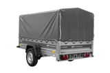 Anhänger mit Blattfedern 230×125 UNITRAILER FORCE 230/R KIPP ungebremst mit H-800 Spriegel und grauer Hochplane-Neu
