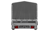 Anhänger mit Blattfedern 230×125 UNITRAILER FORCE 230/R KIPP ungebremst mit H-800 Spriegel und grauer Hochplane-Neu
