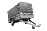 Anhänger mit Blattfedern 230×125 UNITRAILER FORCE 230/R KIPP ungebremst mit H-800 Spriegel und grauer Hochplane-Neu