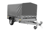 Anhänger mit Blattfedern 230×125 UNITRAILER FORCE 230/R KIPP ungebremst mit H-800 Spriegel und grauer Hochplane-Neu