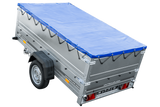 Anhänger mit faltbarer Deichsel GARDEN TRAILER 230 KIPP mit zusätzlichen Bordwänden, Stützrad und blauer Flachplane-Neu